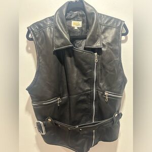 NEXT ISSUE size Large faux black leather biker jacket side zip, silver hardware